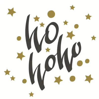 Duni 3-laags tissue servet ho-ho stars 33x33cm wit, zwart 20 stuks