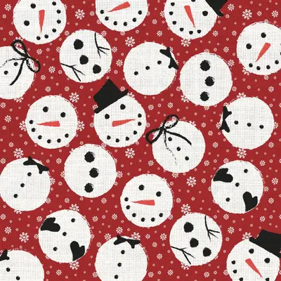 Duni 3-laags tissue servet jolly snowman 33x33cm rood, wit 20 stuks