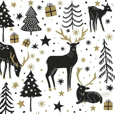 Duni 3-laags tissue servet magic winter 33x33cm wit 20 stuks