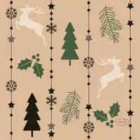 Duni 3-laags tissue servet natural yuletide 24x24cm bruin 20 stuks