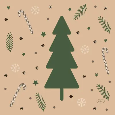 Duni 3-laags tissue servet natural yuletide 33x33cm bruin 20 stuks
