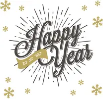 Duni 3-laags tissue servet new year 33x33cm wit, zwart 20 stuks kopen?