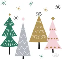 Duni 3-laags tissue servet noel trees 24x24cm multi 20 stuks kopen?