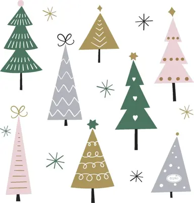 Duni 3-laags tissue servet noel trees 33x33cm multi 20 stuks