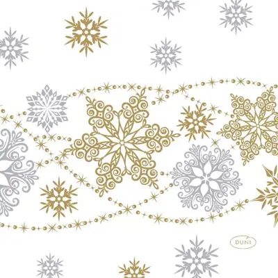 Duni 3-laags tissue servet snow glitter 24x24cm wit 20 stuks
