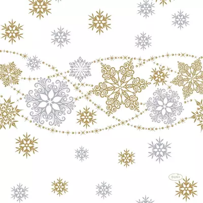 Duni 3-laags tissue servet snow glitter 33x33cm wit 20 stuks - afbeelding 1