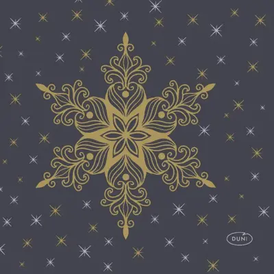 Duni 3-laags tissue servet snowstars black 24x24cm zwart 20 stuks