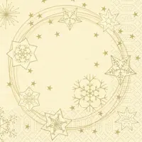 Duni 3-laags tissue servet star shine 24x24cm crème 20 stuks
