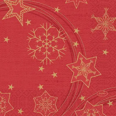 Duni 3-laags tissue servet star shine 24x24cm rood 20 stuks - afbeelding 1