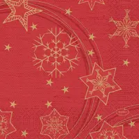 Duni 3-laags tissue servet star shine 24x24cm rood 20 stuks - afbeelding 1