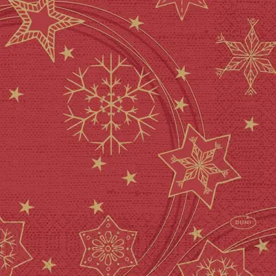 Duni 3-laags tissue servet star shine 24x24cm rood 20 stuks - afbeelding 2