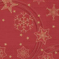 Duni 3-laags tissue servet star shine 24x24cm rood 20 stuks - afbeelding 2