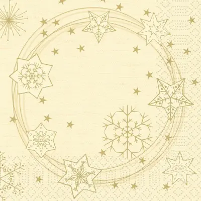 Duni 3-laags tissue servet star shine 33x33cm crème 20 stuks