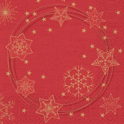 Duni 3-laags tissue servet star shine 33x33cm rood 20 stuks - afbeelding 1