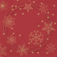 Duni 3-laags tissue servet star shine 33x33cm rood 20 stuks - afbeelding 2