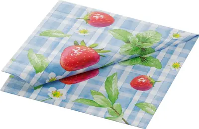 Duni 3-laags tissue servet strawberry picnic 24x24cm   - afbeelding 2