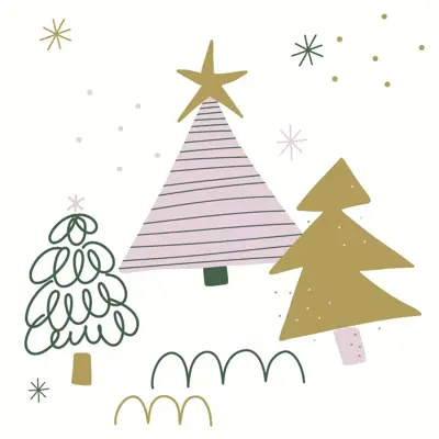 Duni 3-laags tissue servet three trees 33x33cm wit 20 stuks