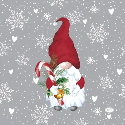 Duni 3-laags tissue servet winter flakes 33x33cm grijs 20 stuks