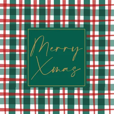 Duni 3-laags tissue servet xmas check 33x33cm groen 20 stuks