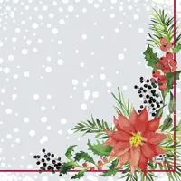 Duni 3-laags tissue servet xmas flowers 33x33cm grijs 20 stuks kopen?