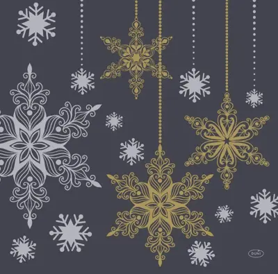 Duni bio dunisoft servet snowstars black 40x40cm zwart 12 stuks