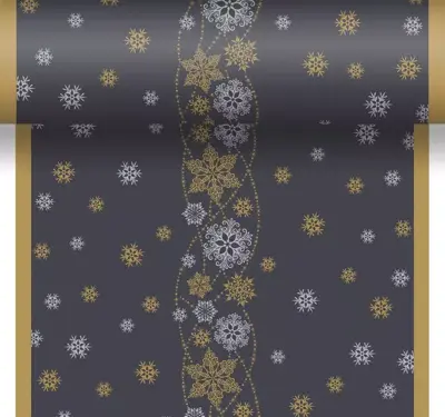 Duni dunicel 3-in-1 tafelloper snow glitter 40x480cm zwart