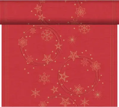 Duni dunicel 3-in-1 tafelloper star shine 40x4.8cm rood - afbeelding 1