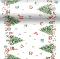 Duni dunicel 3-in-1 tafelloper tree and gift 40x480cm wit, groen