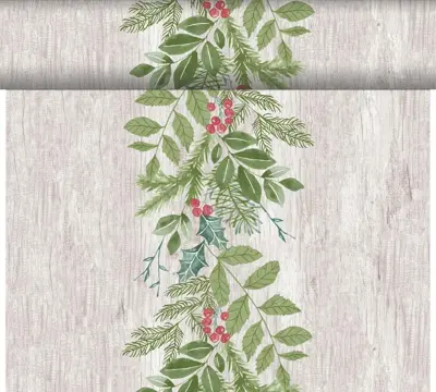 Duni dunicel 3-in-1 tafelloper winter greenery 40x480cm groen