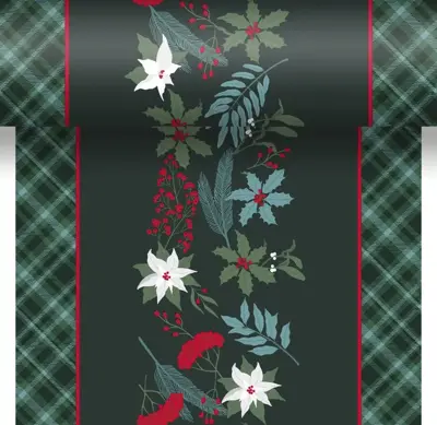 Duni dunicel 3-in-1 tafelloper xmas garden tartan 40x4.8cm groen - afbeelding 2