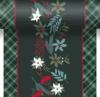 Duni dunicel 3-in-1 tafelloper xmas garden tartan 40x4.8cm groen - afbeelding 2