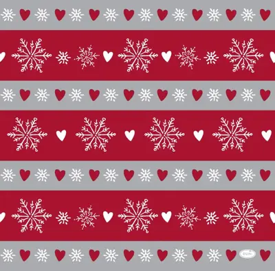 Duni dunilin servet winter flakes hearts 40x40cm grijs, rood 12 stuks