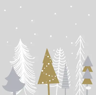Duni dunilin servet winter trees 40x40cm zilver 12 stuks