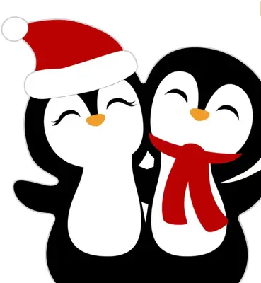 Duni dunisoft servet silhouette penguin santa 33x33cm wit, zwart 12 stuks - afbeelding 1