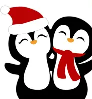 Duni dunisoft servet silhouette penguin santa 33x33cm wit, zwart 12 stuks - afbeelding 1