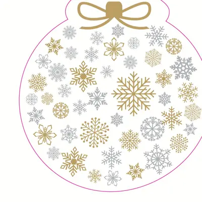 Duni dunisoft servet silhouette snowflake bauble 33x33cm wit, goud 12 stuks