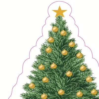 Duni dunisoft servet silhouette tree charm 33x33cm wit, groen 12 stuks
