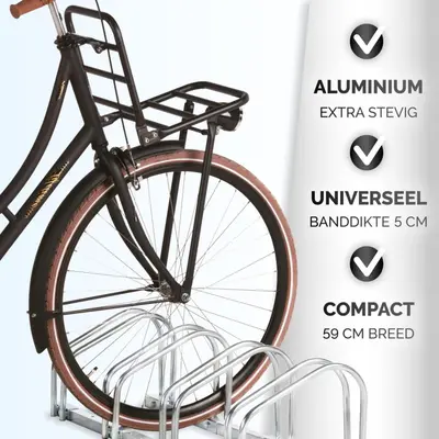 Dunlop Fietsenrek voor 4 Fietsen – Aluminium – Ruimtebesparend - Vloer of Wandmontage - afbeelding 4