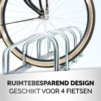 Dunlop Fietsenrek voor 4 Fietsen – Aluminium – Ruimtebesparend - Vloer of Wandmontage - afbeelding 5
