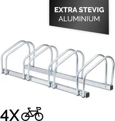 Dunlop Fietsenrek voor 4 Fietsen – Aluminium – Ruimtebesparend - Vloer of Wandmontage - afbeelding 2