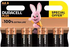 Duracell alkaline AA plus batterijen 8 stuks