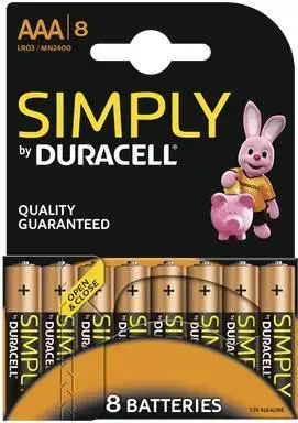 Duracell simply aaa 8pack - afbeelding 1