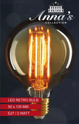 E27 LED retro kooldraadlamp 9,5x14cm 2w - afbeelding 1