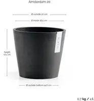 Ecopots Amsterdam Donkergrijs Ø20 x H17,1 cm - afbeelding 3