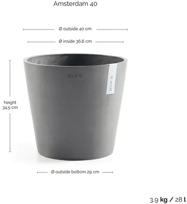 Ecopots Amsterdam Grijs Ø40 x H35 cm - afbeelding 3