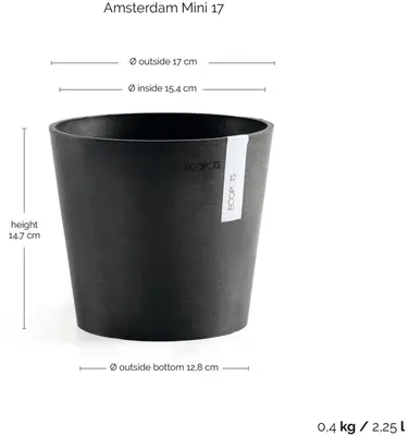 Ecopots Amsterdam Mini Donkergrijs Ø17 x H14,7 cm - afbeelding 3