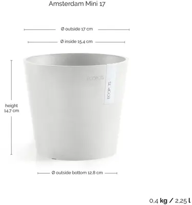 Ecopots Amsterdam Mini Puurwit Ø17 x H14,7 cm - afbeelding 3
