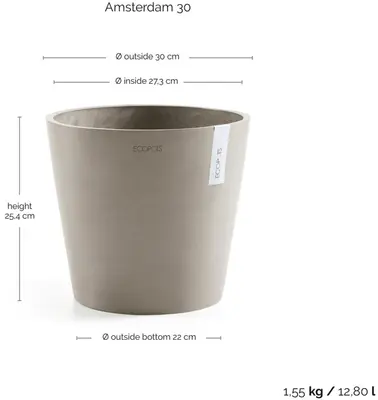 Ecopots Amsterdam Taupe Ø30 x H26,3 cm - afbeelding 3