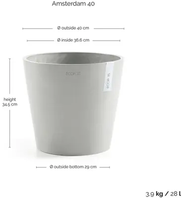 Ecopots Amsterdam Witgrijs  Ø40 x H35 cm - afbeelding 3