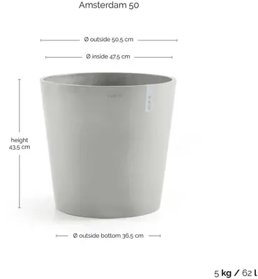 Ecopots Amsterdam Witgrijs Ø50 x H44 cm - afbeelding 3